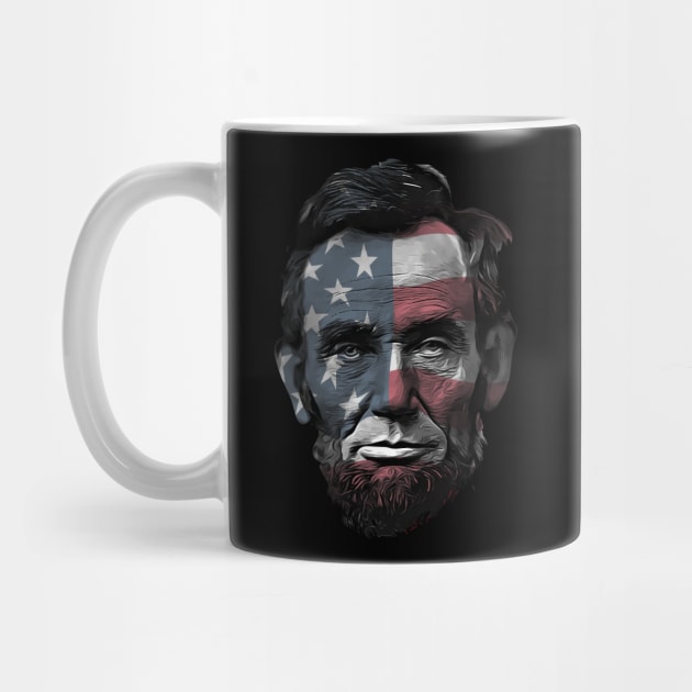 President Abraham Abe Lincoln with USA Flag Overlay by hobrath